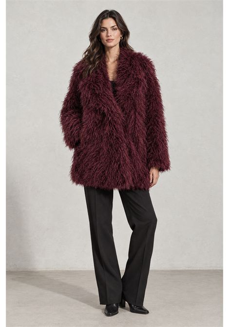 Weili Zheng Cappotto Doppiopetto in Ecopelliccia con Collo Sciallato Rosso Vino Donna WEILI ZHENG | Pelliccia | F26CS15R116